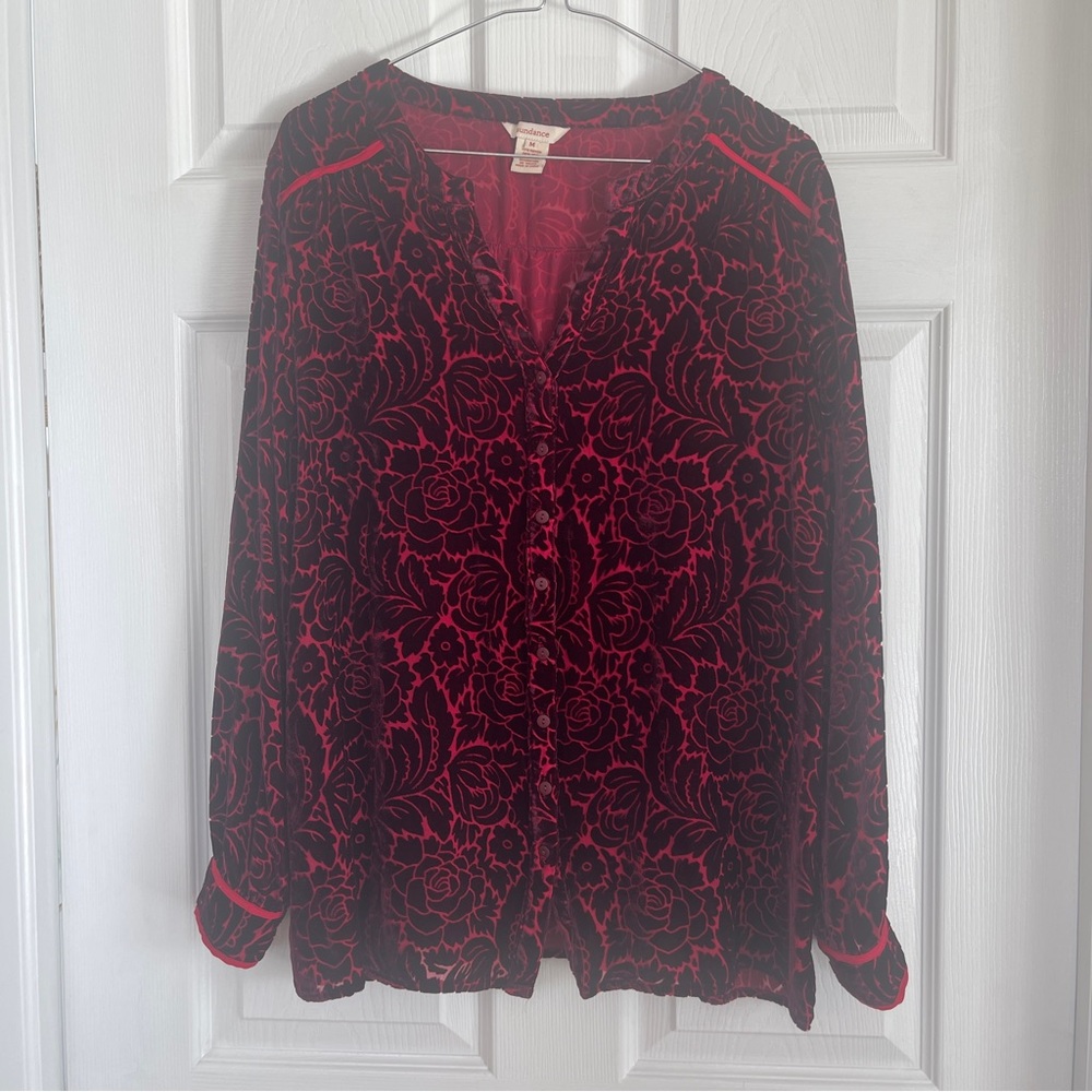 Sundance Velvet Burned Out Blouse Sz M NWOT - Picture 2 of 5